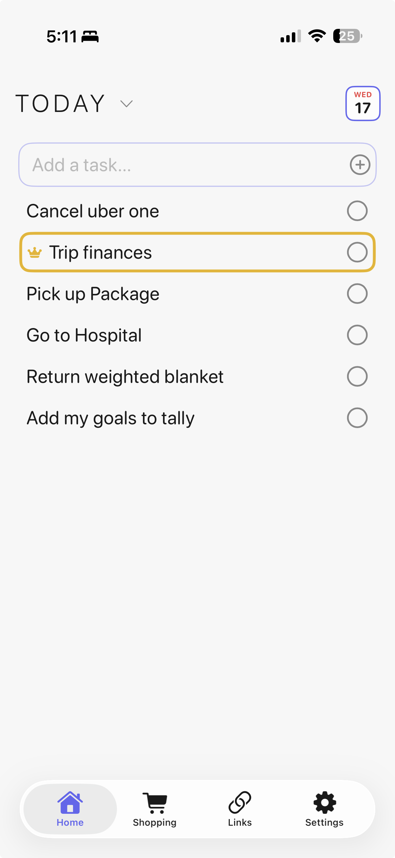 Hyper’s Today list on iPhone